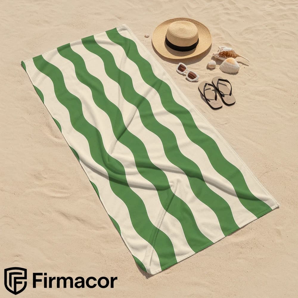 Green Wavy Stripe Cartoon Anime Beach Towel Microfiber Quick Dry Super Absorbent Soft Bath Towel for Kids Adults Travel