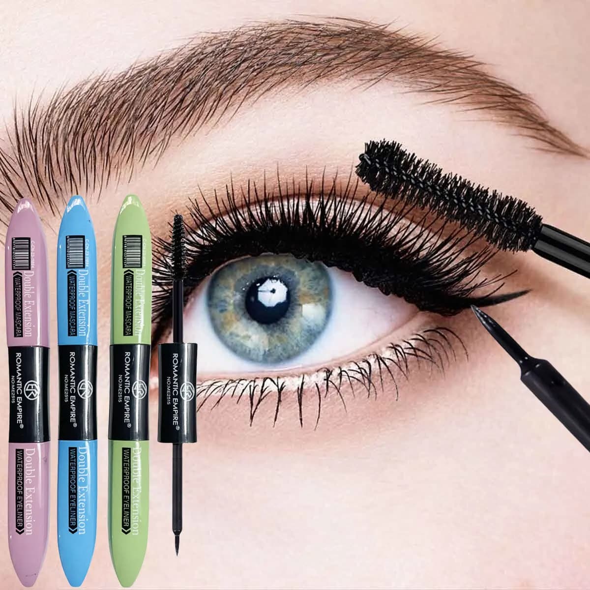 Mascara e eyeliner waterproof 2 in 1 Formula a lunga durata e antimacchia per occhi auditi e definiti, perfetta per i festival musicali