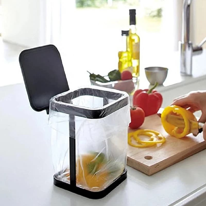 Supporto per sacchetto della spazzatura portatile Supporto per sacchetto della spazzatura pieghevole Bidone dei rifiuti per il cestino della spazzatura del controsoffitto della cucina di casa
