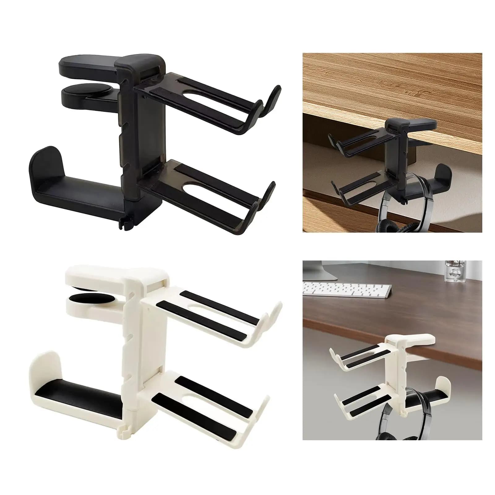 Headphone Stand Earphone Hook Gifts Desk Mount with Double Hook Cable Clip Organizer Universal Headset Hanger Headphone Hook