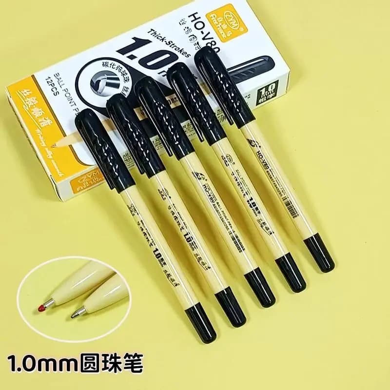 Ziyouma 1.0mm Thick Stroke Ballpoint Pen Smooth Silk Writing No Ink Jamming Ballpoint Pen For Student School Work