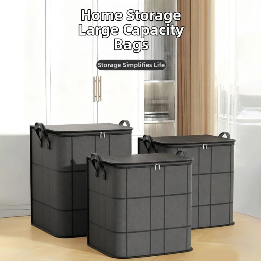 1PC 110/140/180L Large Capacity Portable Folding Bag Hand-Held Clothing Storage With Double Zipper Padded Wardrobe Organizer