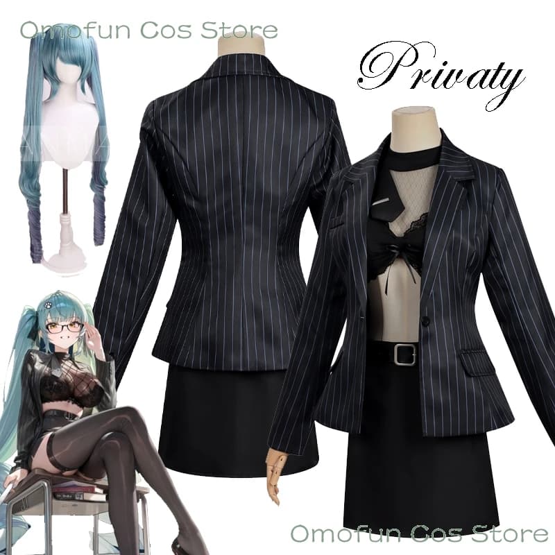 Completo Cosplay Niikke Privaty: Giacca e Gonna da Donna, Abbigliamento Sexy da Dea, Set Completo con Parrucca per Halloween, Nuovo di Zecca