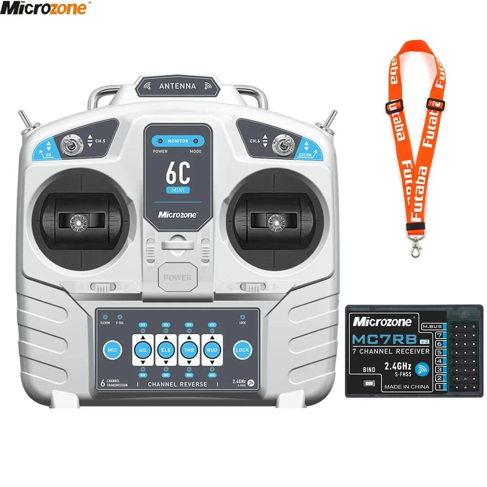 MicroZone MC6C Mini V2 2.4G 6CH Transmitter controller with receiver radio system for RC air drone multirotor helicopter boat