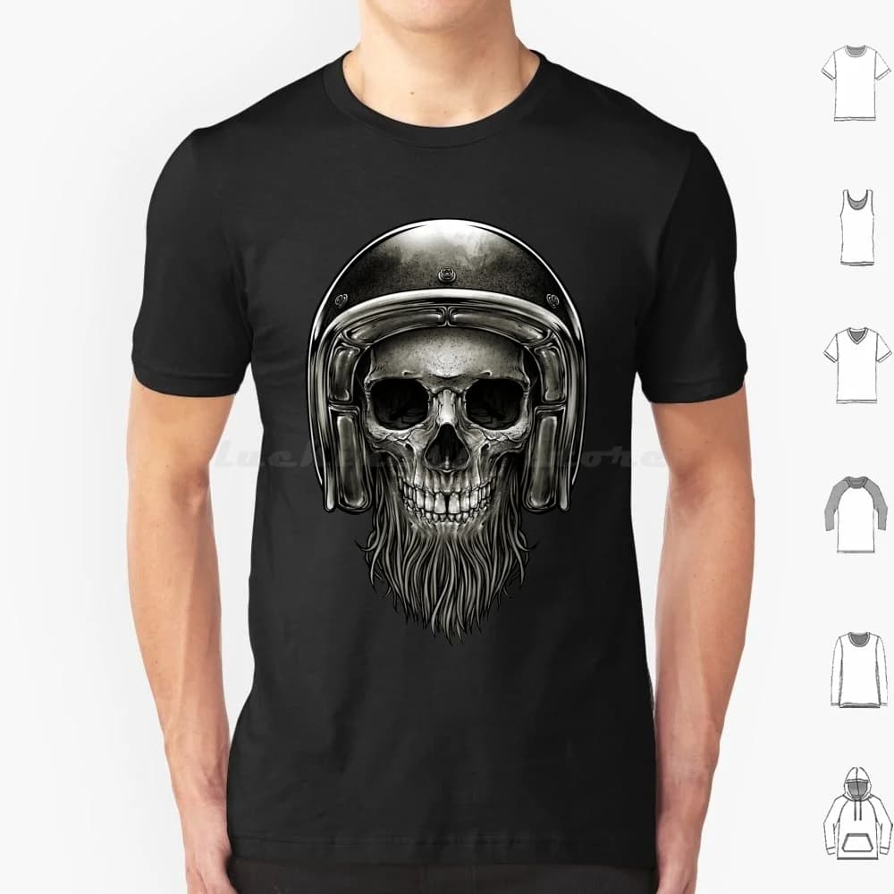 Viking Skull Rider T Shirt Uomo Donna Bambini 6xl Barba Skull Rider Barbuco Casco vichingo Casco vintage Scheletro Personalizzato Bike Biker