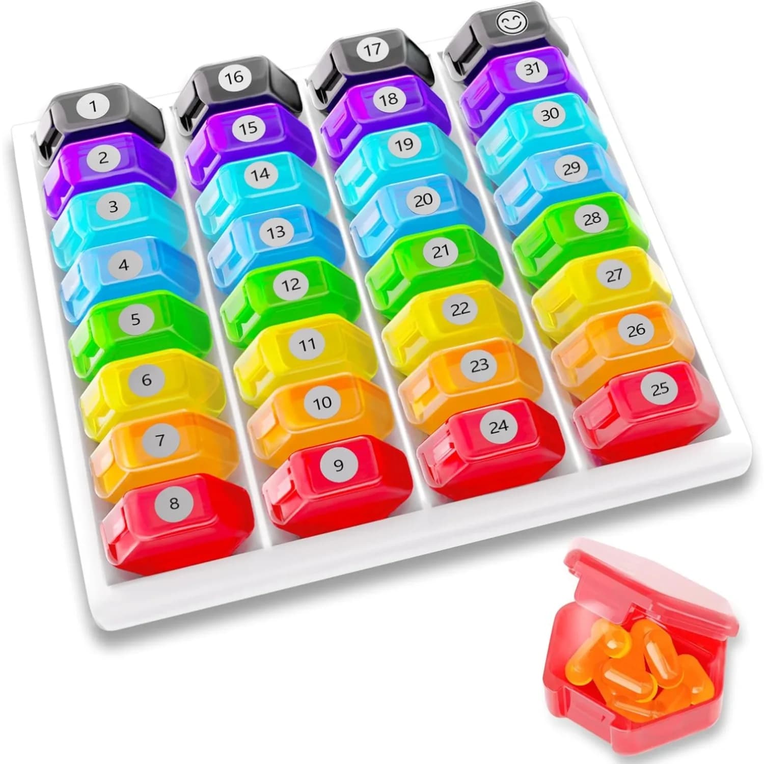 Large napkin with 32 compartments 31-day napkin with labels Monthly napkin holder for vitamin fish oil supplements