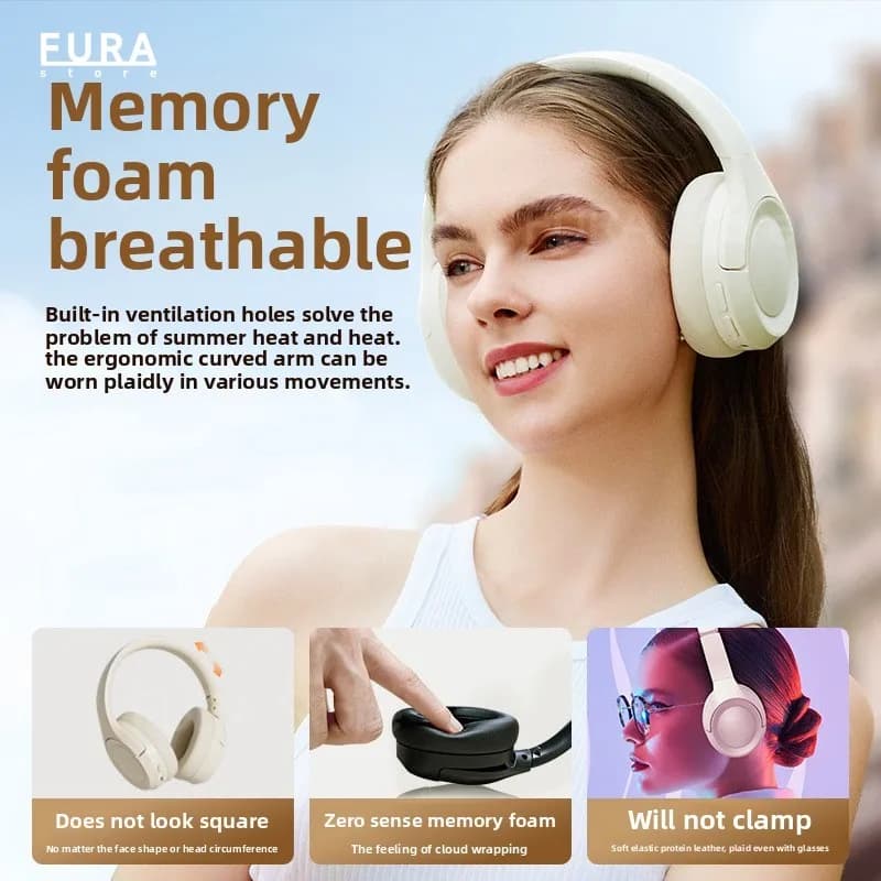 Headphones with active noise reduction Bluetooth headphones, long life battery, wireless gaming headphones, one machine, double connection