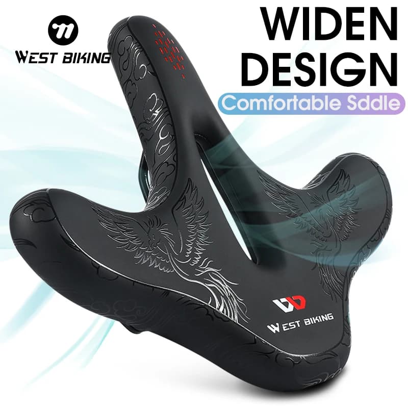 WEST BIKING Sella per bicicletta ergonomica allargata Comodo cuscino per sella per bici da strada MTB Sedile da ciclismo antiurto traspirante