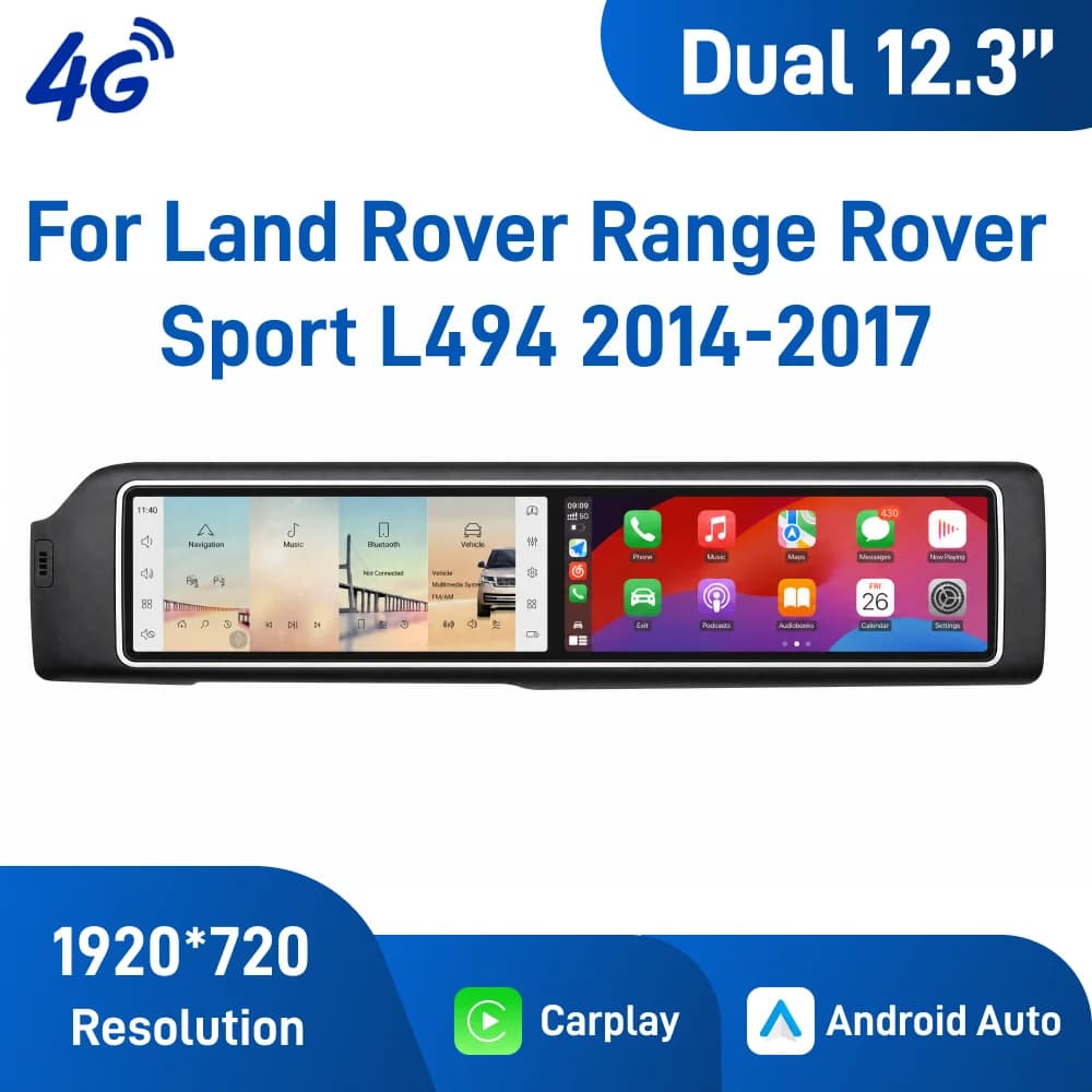 Dual 12.3 Inch Android Car Navigation for Land Rover Range Rover Sport L494 2014-2017 Wireless CarPlay Android Auto GPS