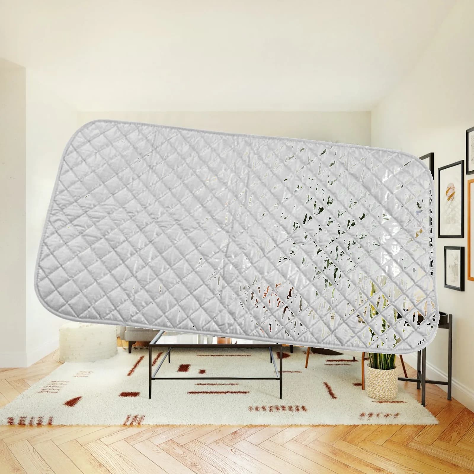 Ironing Blanket Gray Foldable Quilted Washer Dryer Heat Resistant Pad for Tabletop Apartment Laundry Room Traveling Sewing Room