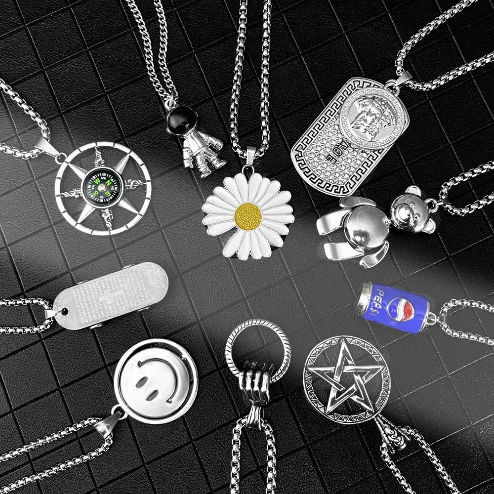 Nuova Collana Estiva Hip Hop in Acciaio Inossidabile, Lunga Catena per Maglione, Accessorio Versatile per Abbigliamento, Collana Trendy da Uomo per Felpa con Cappuccio