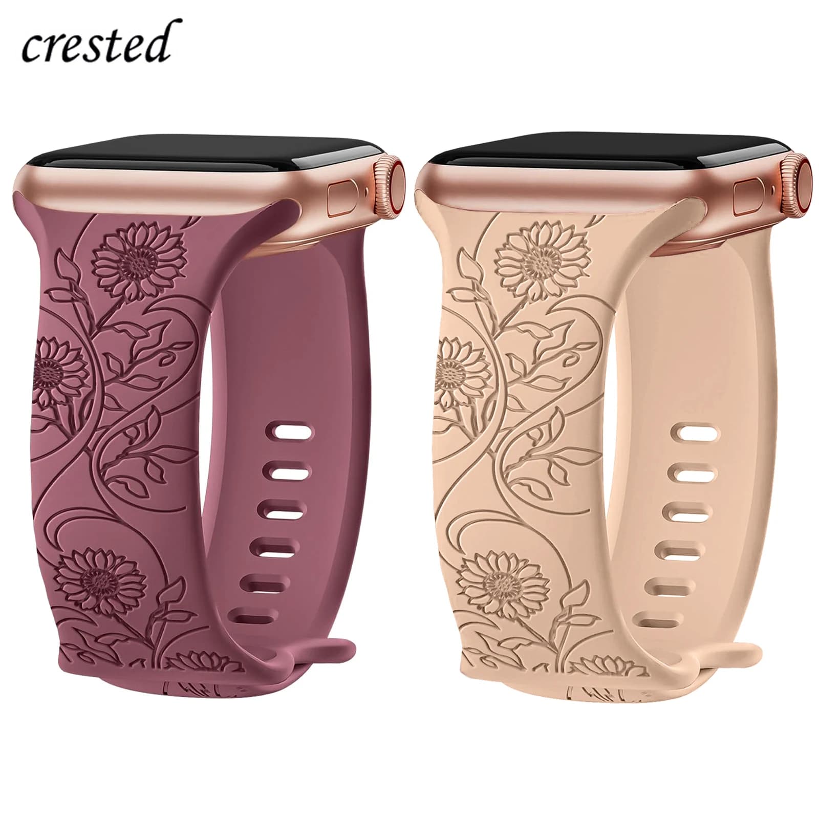 Cinturino inciso floreale per cinturino Apple Watch 46mm 40mm 44mm 41mm 49mm 45mm 42mm braccialetto in silicone serie iwatch 11 10 SE 9 8 7 6 5