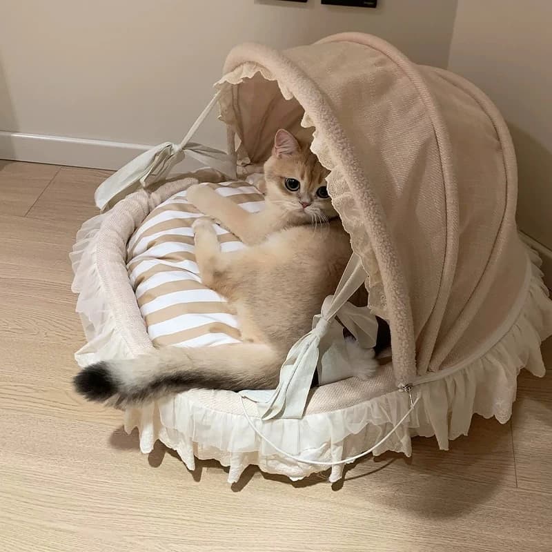 Cradle Cat Nest Kitten Winter Warm Semi-closed Security Sleeping Pad Removable Pet Plush Sofa Dog Beds Dogs Accessories Mascotas