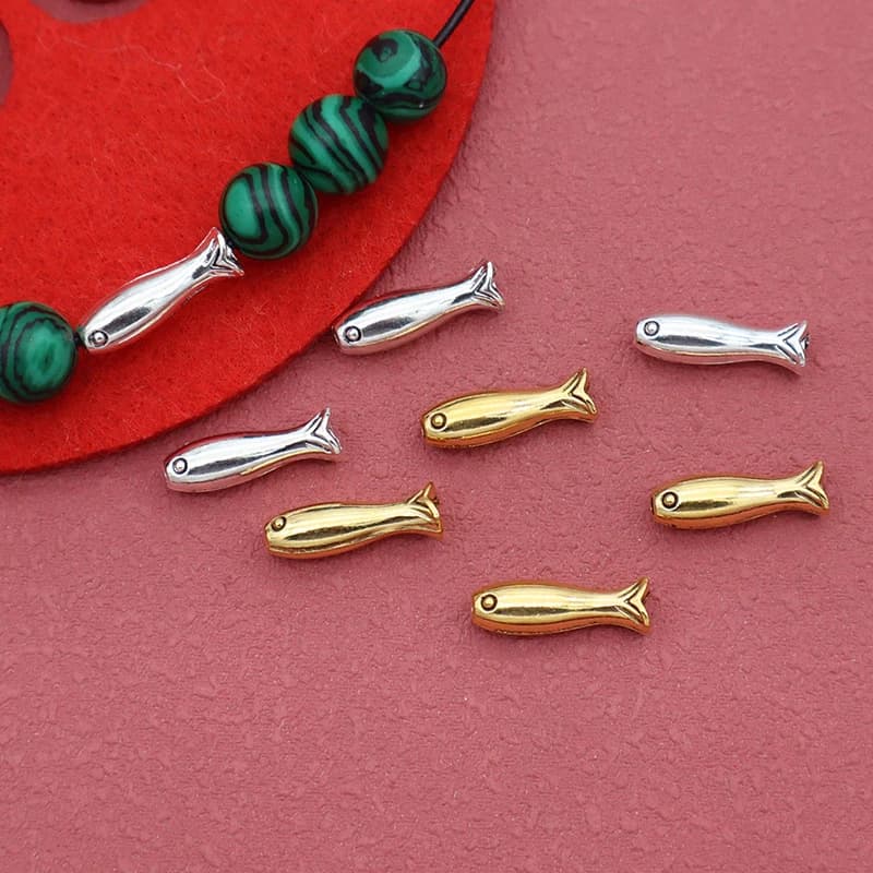 10 Pezzi di Perline a Forma di Pesce in Acciaio Inossidabile, Distanziatori per Creazione di Gioielli, Accessori Fai-da-Te per Braccialetti
