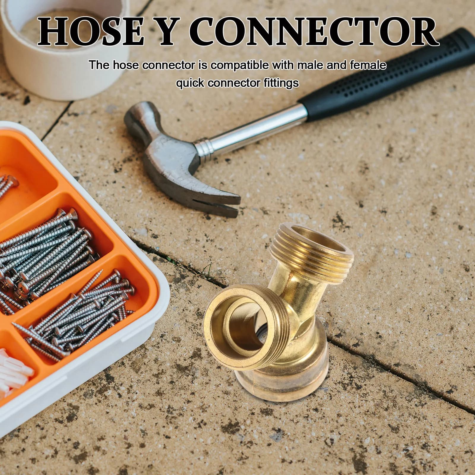 Garden Brass Joint Hose Fresh Water Fitting 2 Way Splitter Tee Dual-thread Connectors