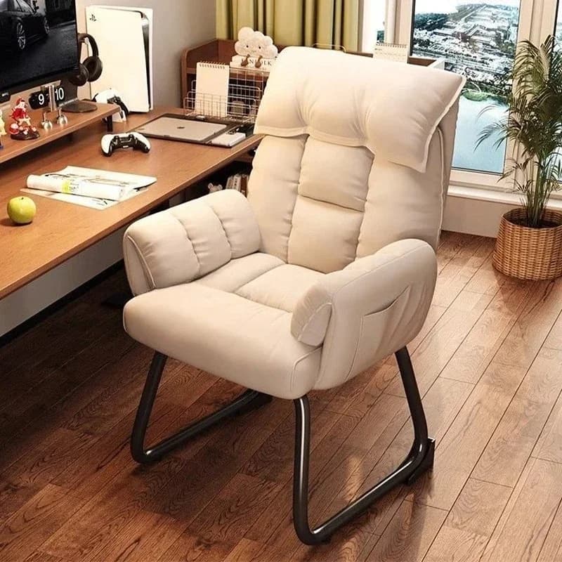 Sedia da computer morbida da gioco comoda per la casa Sedia da ufficio ergonomica con gamba fissa in acciaio Sedia da scrivania con schienale regolabile con poggiatesta