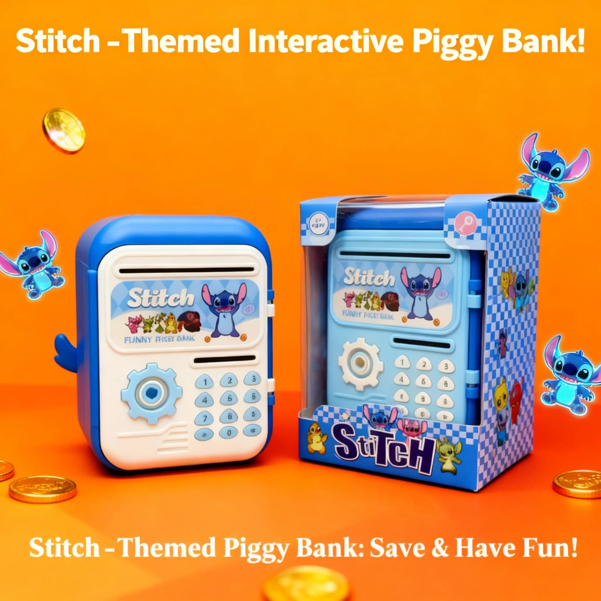 Salvadanaio a forma di Stitch, simpatico cartone animato, scatola porta soldi giocattolo, Kawaii Capybara Lilo Stitch, scatola per il cambio, regalo di compleanno, giocattoli per bambini, per gli amanti degli anime