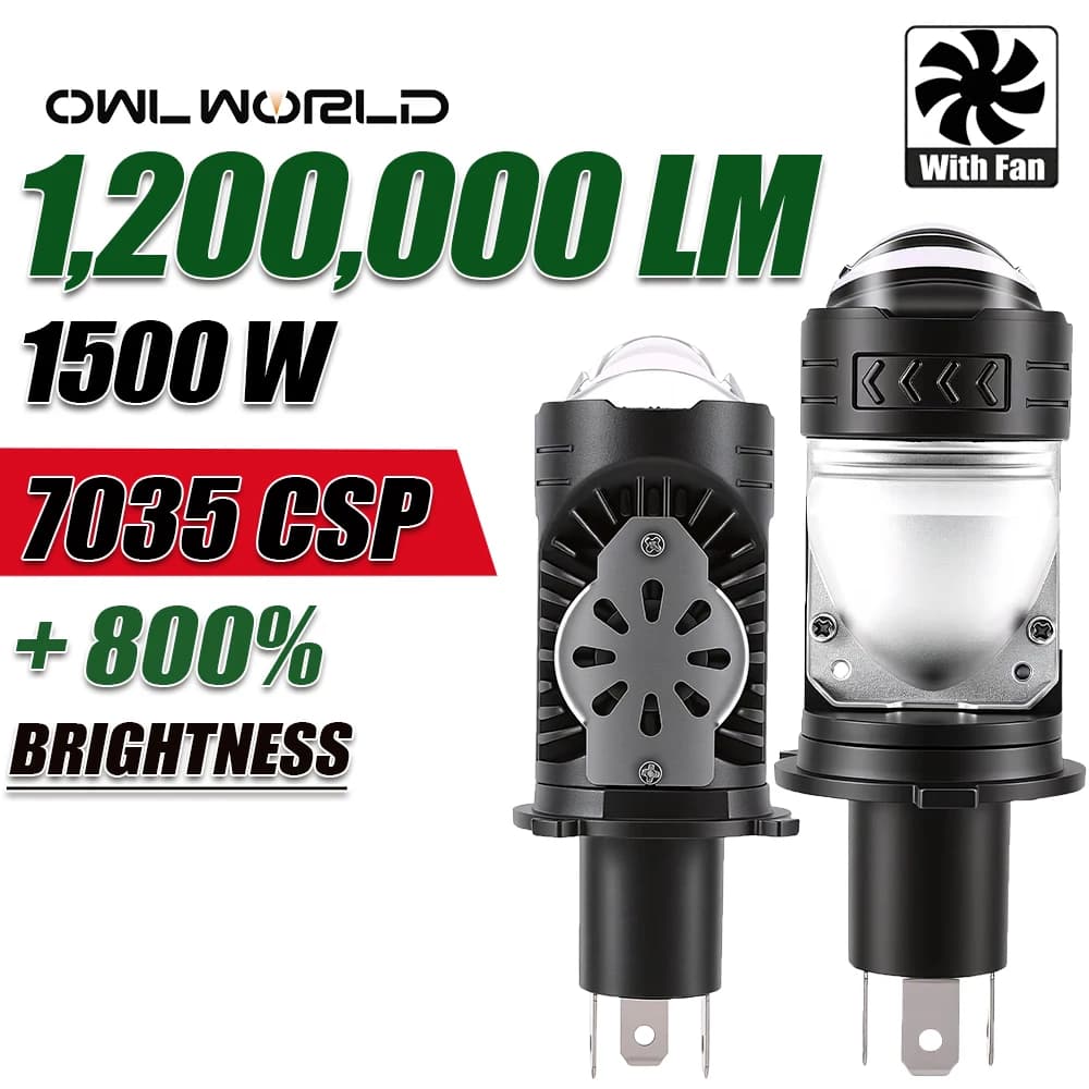 H4 9003 HB2 Led Projector Bi Lens Bulb Car Headlight Canbus 1:1 Mini 1500W High Power 6000K Hi/Lo Beam H4 Auto Fog Lamp 12V