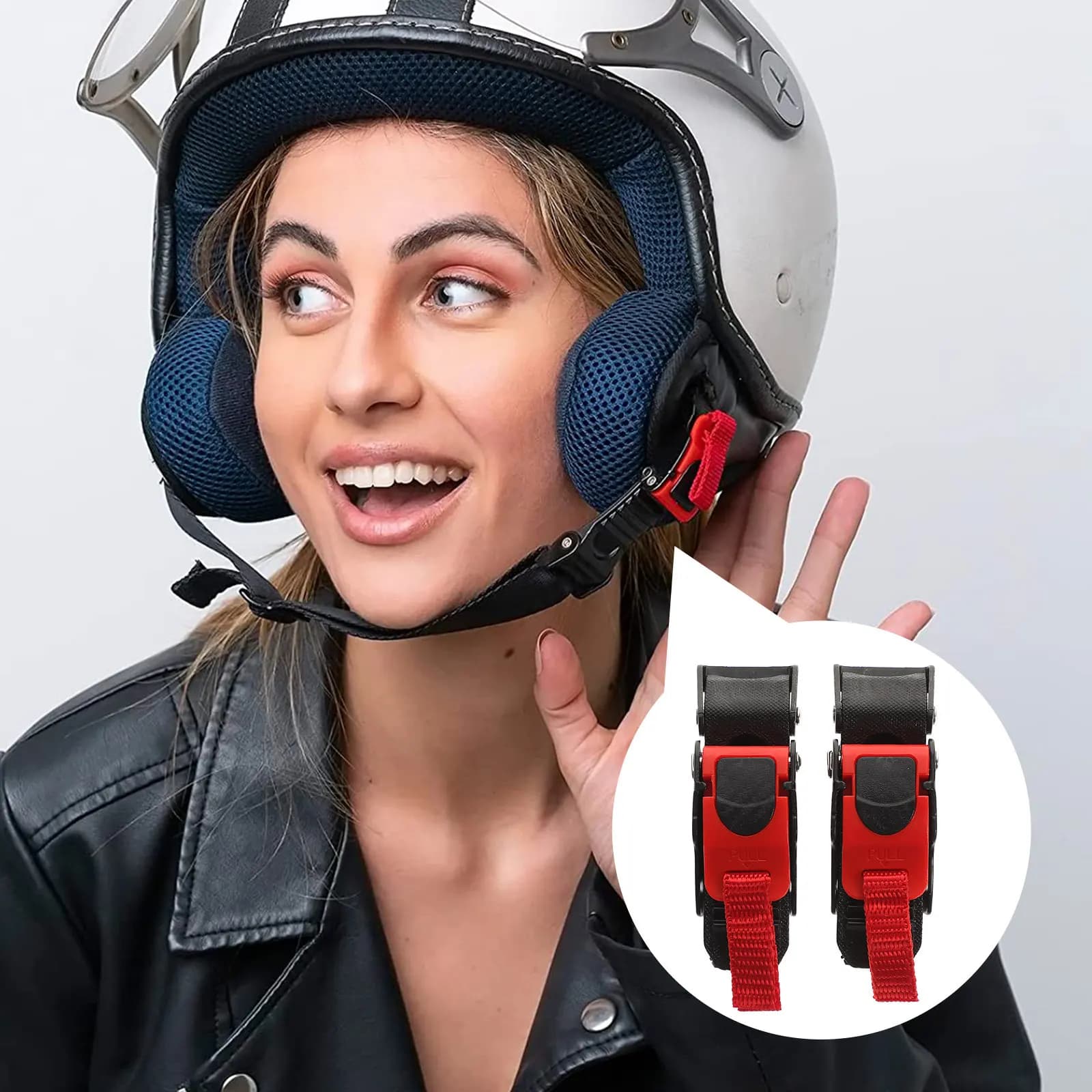 2 Pezzi Fibbia a Sgancio Rapido per Cinturino Sottogola Moto, Compatibile con Caschi Integrali e Jet Modulari, Chiusura Sicura