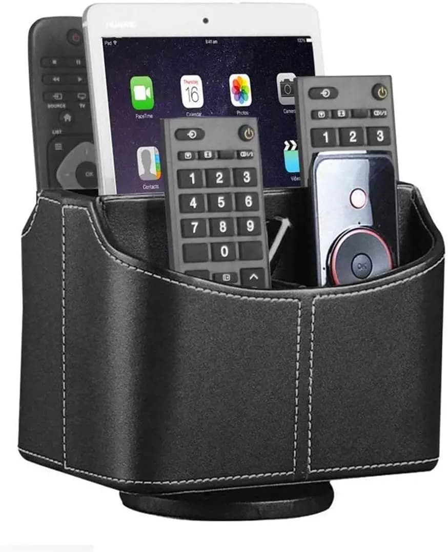 360 ° Supporto Girevole per Telecomando, Organizzatore da Scrivania in Pelle PU per TV, Telefono, Penna, Posta