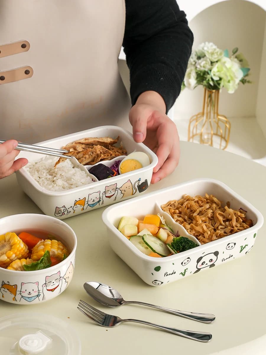 Contenitore per Pranzo con Riscaldamento a Microonde Cerc, con Coperchio per Ciotola, Portatile, Include Zuppa, per Lavoratori d'Ufficio e Studenti