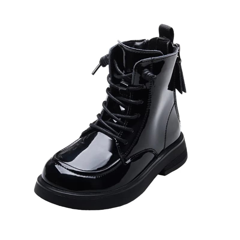 Nuovi stivaletti casual in pelle bovina stile britannico per bambini in pelle verniciata con suola morbida stivali per bambini ragazzi ragazze scarpe per bambini fatte a mano