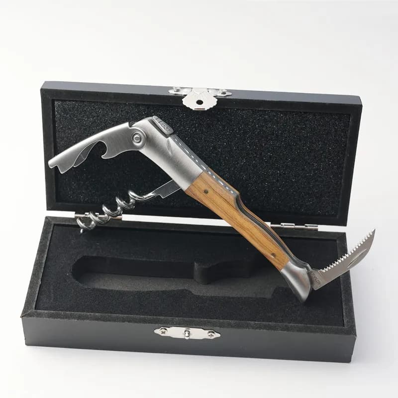 Laguiole apribottiglie per vino manico in legno accessori per vino cavatappi per vino per uso domestico apriscatole tappo per birra barattolo strumento da cucina Giftbox