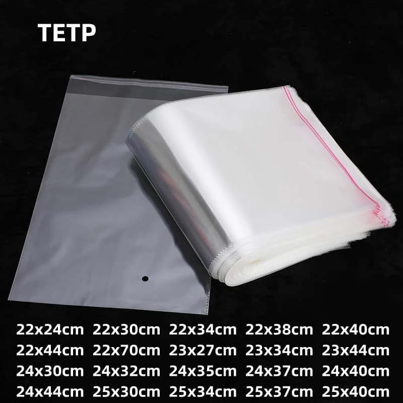 TETP sacchetto autoadesivo da 100 pezzi con bordo incollato viaggio a casa per vestiti imballaggio per libri di asciugamani sacchetto di plastica OPP Cellophane