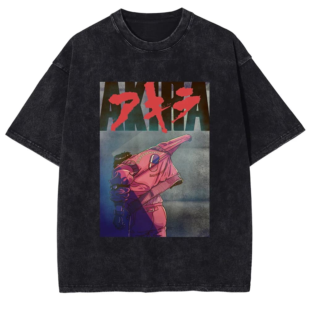 Harajuku Manga Akira Graphic T-shirt for Men Women Clothing Gothic Washed Oversized T Shirt Cotton Summer Short Sleeve Tees Tops