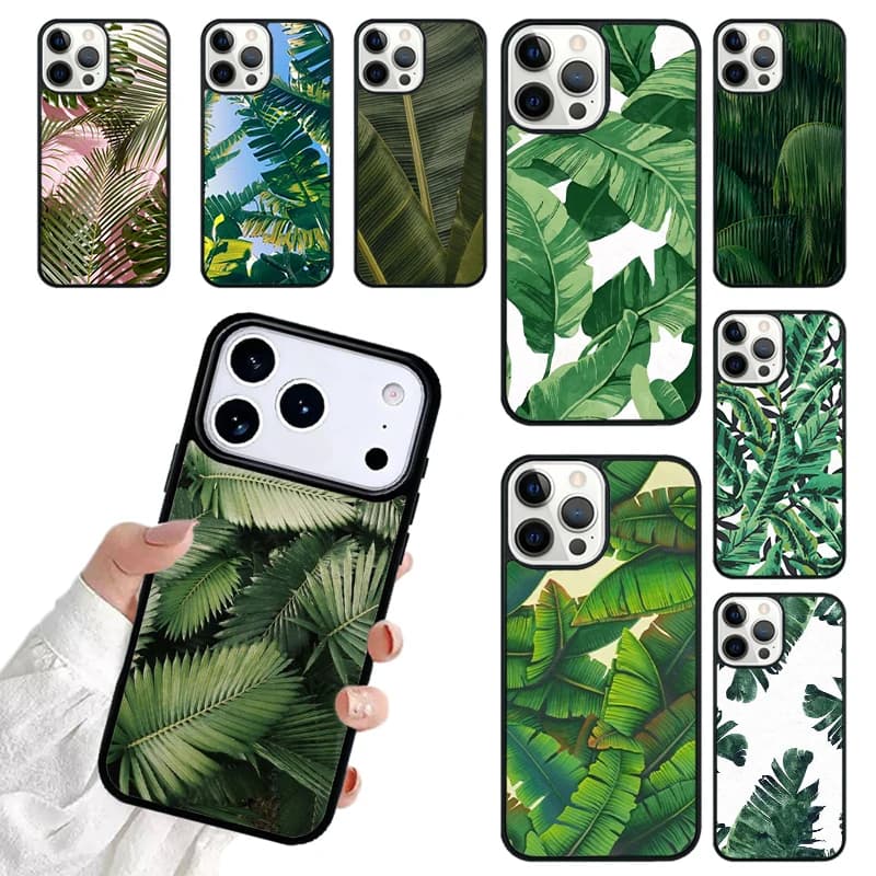 Tropical Palm Tree Banana Leaf Phone Case For iPhone 17 16 15 14 13 12 11 Pro Max 17air Shockproof Cover Fundas