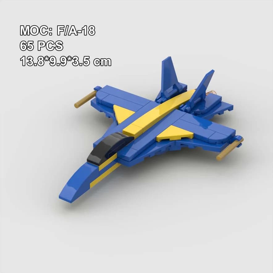 MOC Building Blocks FA18 Hornet Attack Fighter Jet Piccola parte Modello di aereo per bambini Giocattolo regalo