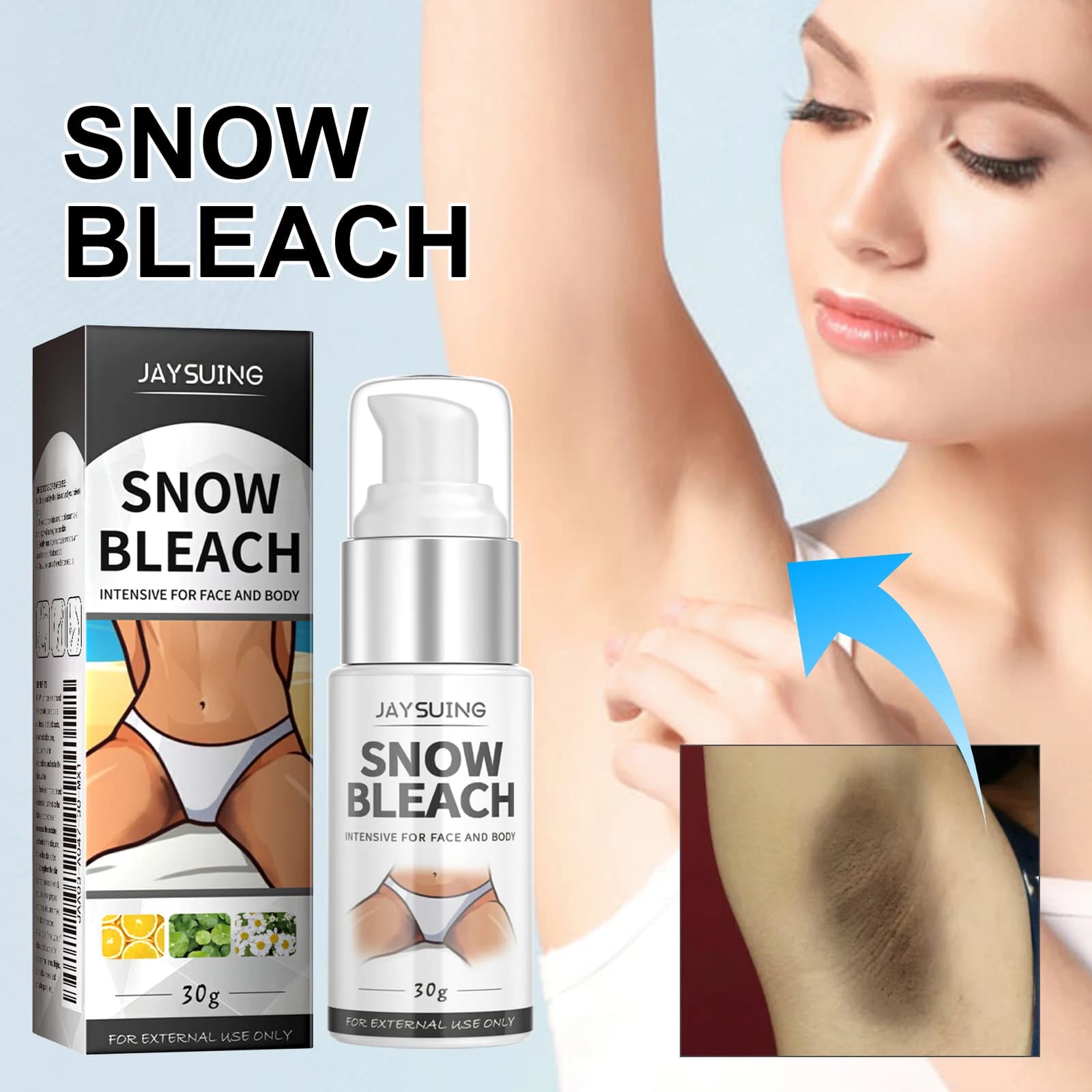 Crema Schiarente per Parti Intime, Ascelle e Ginocchia, Siero Corpo con Niacinamide per Rimuovere le Macchie Scure e la Melanina