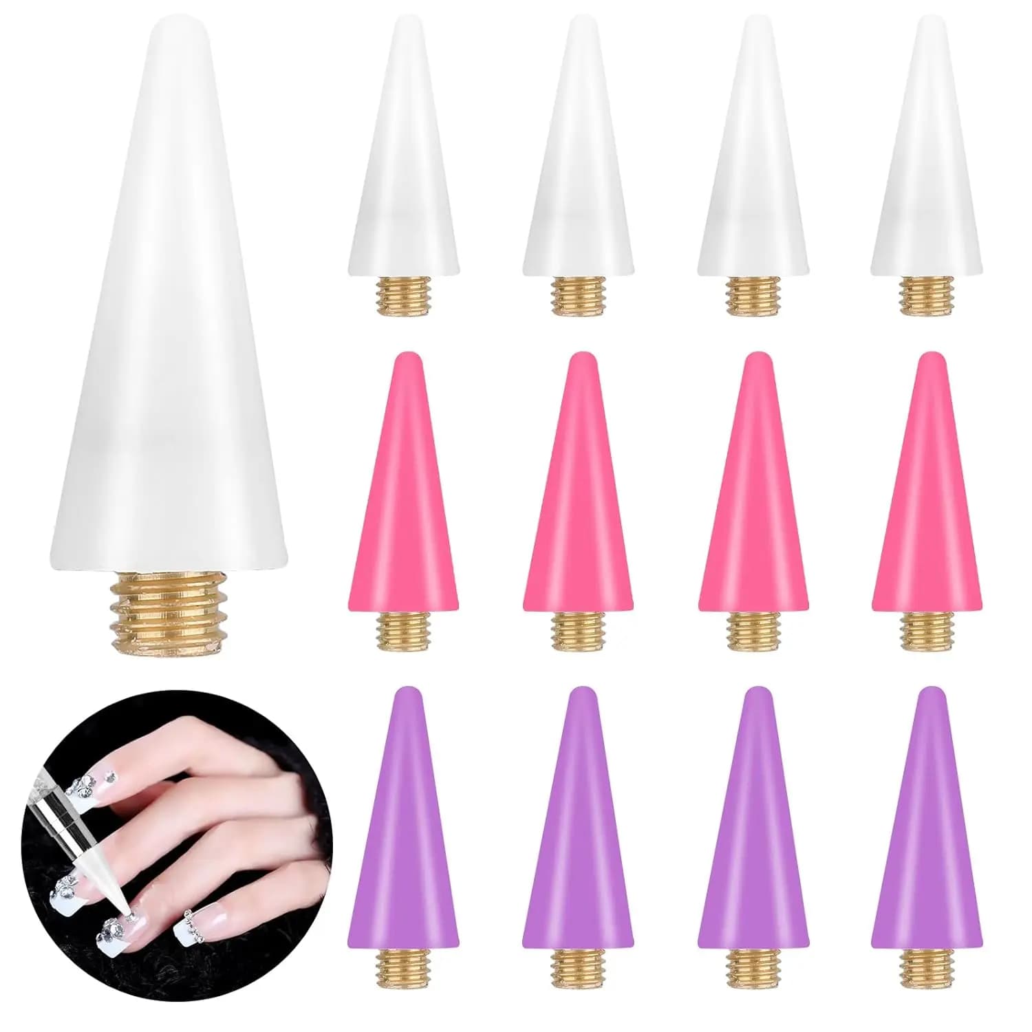 12/16/21Pcs Wax Replacement Tips for Rhinestone Picker Dotting Pen Self-adhesive Refill Heads for Nail Art Gems Manicure DIY