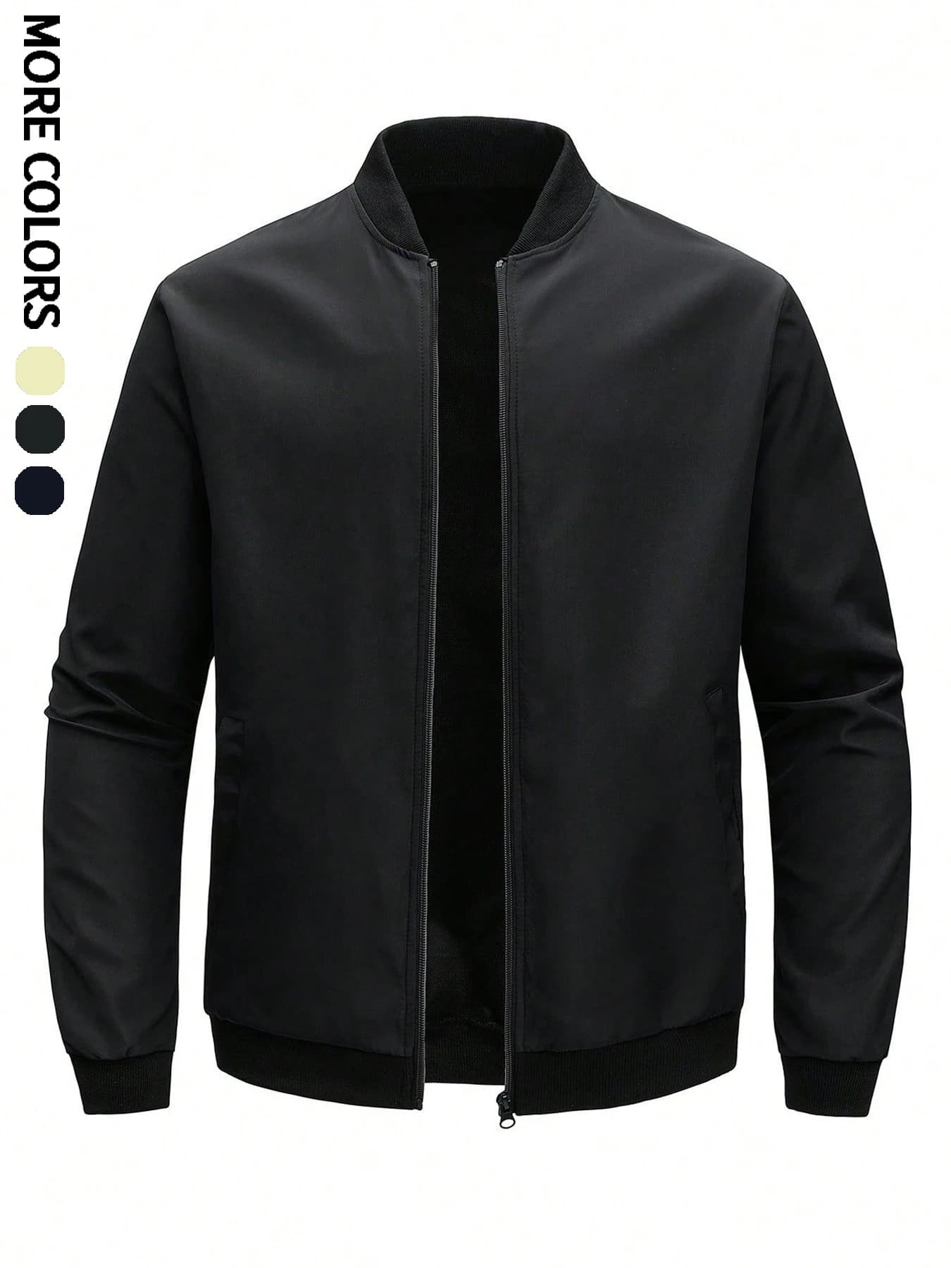 Men's simple light jacket, top with raised collar for outdoor sports and leisure, zippered baseball jacket and elastic hem, windproof fabric, wear-resistant, comfortable and high quality, suitable for home leisure, workwear, outdoor sports