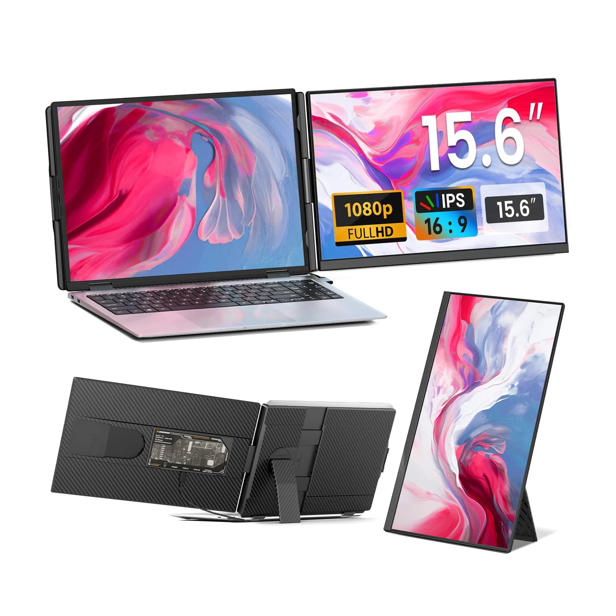 High Quality Compatible for 13"-17.3" Laptops Full HD 15.6 Inch 1080P Plug&Play LCD Display Portable Monitor