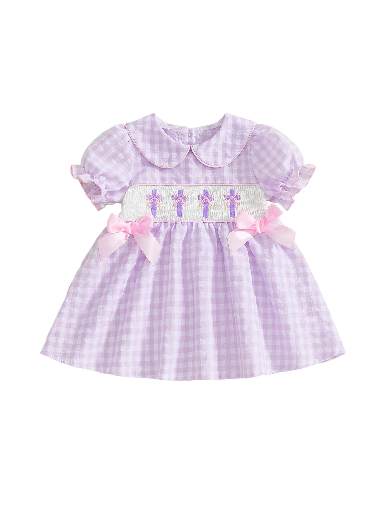 Girl's paschal dress with floral embroideries and hem with volant, baby's sleeveless princess dress, vintage style