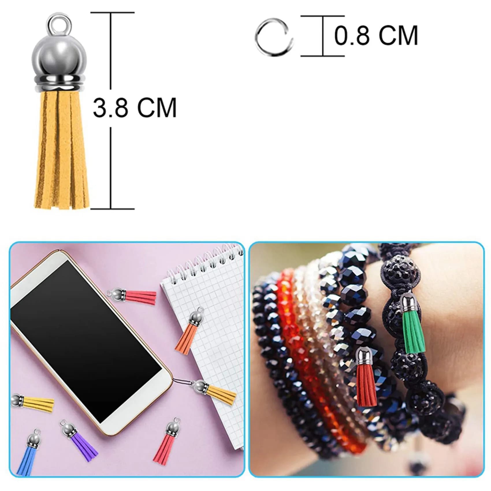 A98E-360Pcs Keychain Tassels Kit Leather Tassel Charms And Jump Rings For Jewelry Making, Keychain, Bracelets And DIY Craft