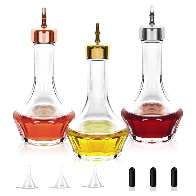Set di 3 bottiglie A04G-Bitters da 1,7 oz/50 ml, bottiglie dosatrici, strumento professionale da bar per la preparazione di cocktail artigianali, per casa, bar e ristoranti