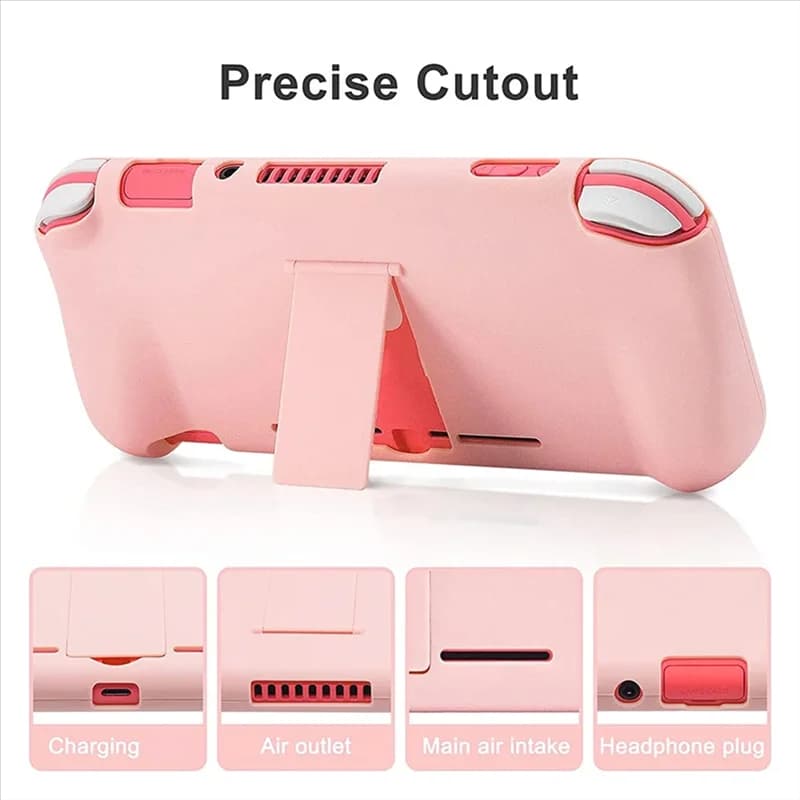 ABZZ-Pink Custodia protettiva per Nintendo Switch Lite con supporto rigido per console di gioco Nintendo Switch Lite con supporto