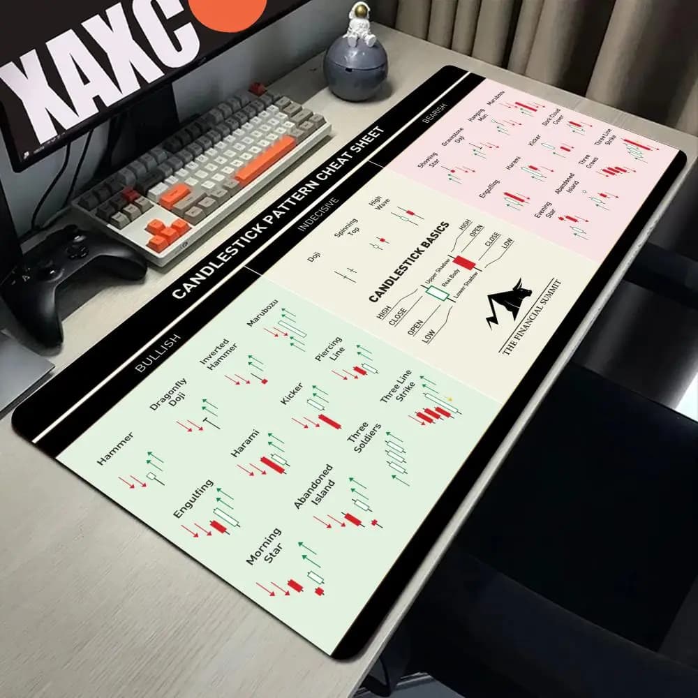 Tappetino per Mouse per Computer mercato delle azioni tabella delle candele tappetino per Mouse da gioco tappetino per Mouse per Computer bordo di bloccaggio tappetino per tastiera con stampa HD