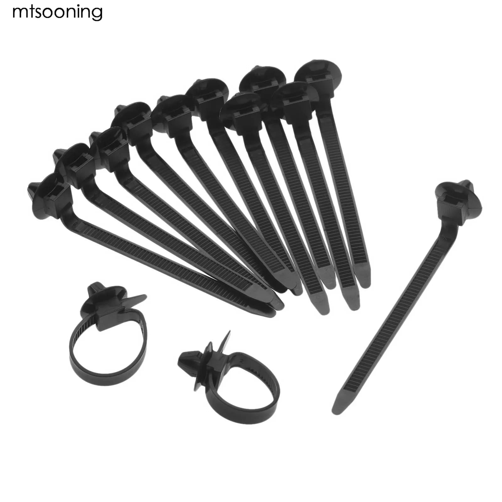 Mtsooning 50 Pcs Universale In Nylon Nero Auto Auto Cinghia Cavo di Spinta Montaggio del Legare del Legame del Fermo Della Clip del Morsetto Auto Cavo di Fissaggio cravatte