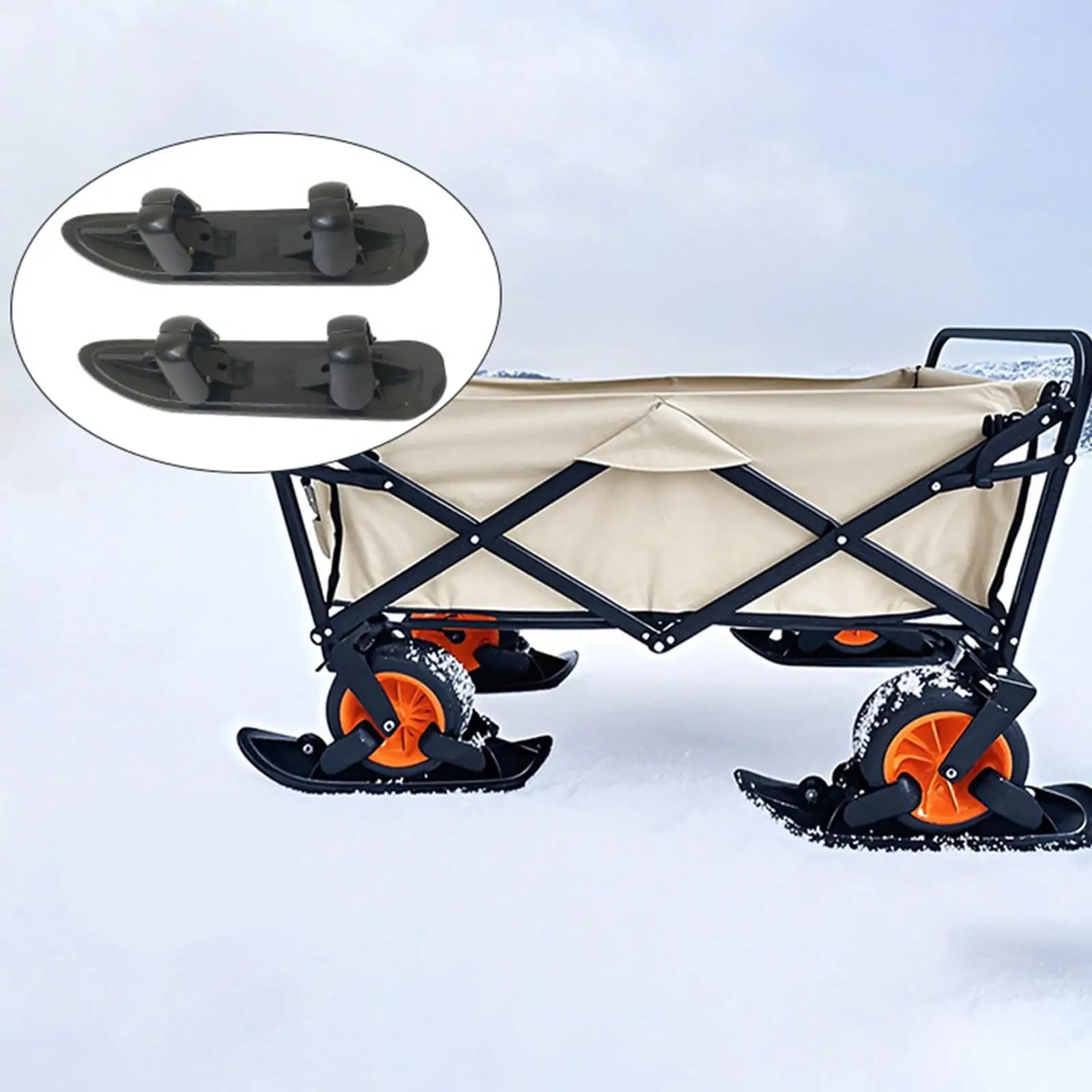 Tavola da Sci per Passeggino, Attacco in Plastica Nera per Slitta, per Passeggino e Buggy, Slitta da Neve per Bambini