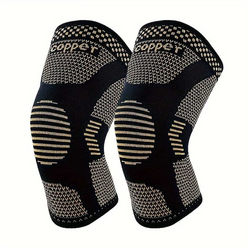 Ginocchiera in rame per dolore da artrite Basket Ginocchiere per sport all'aria aperta Scaldamuscoli a compressione elastica lavorata a maglia Donna Uomo