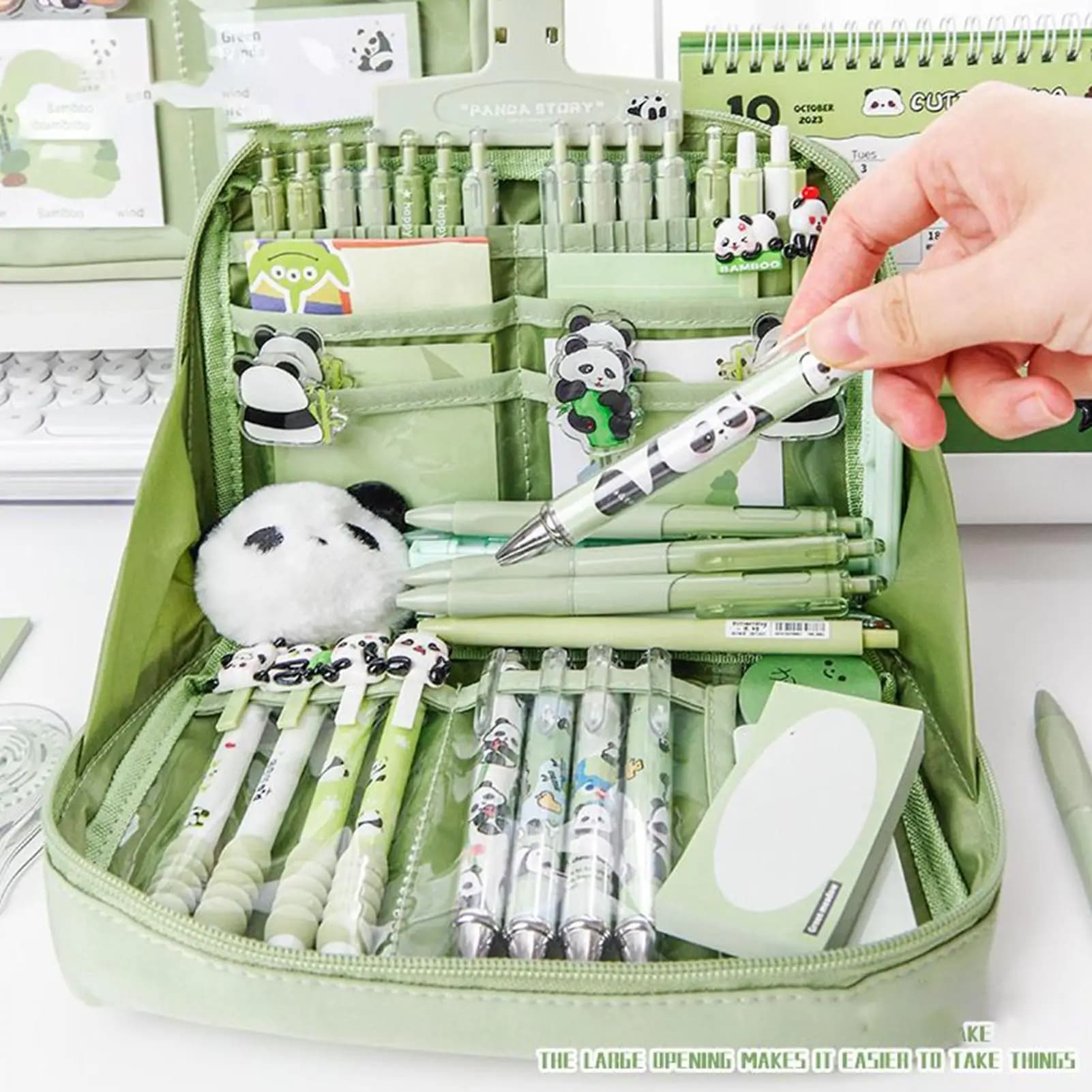 Set di cancelleria Panda piccolo, astuccio per studenti, adesivi, matite, regalo di cancelleria, forniture per l'apprendimento, strumenti di scrittura completi, accessori