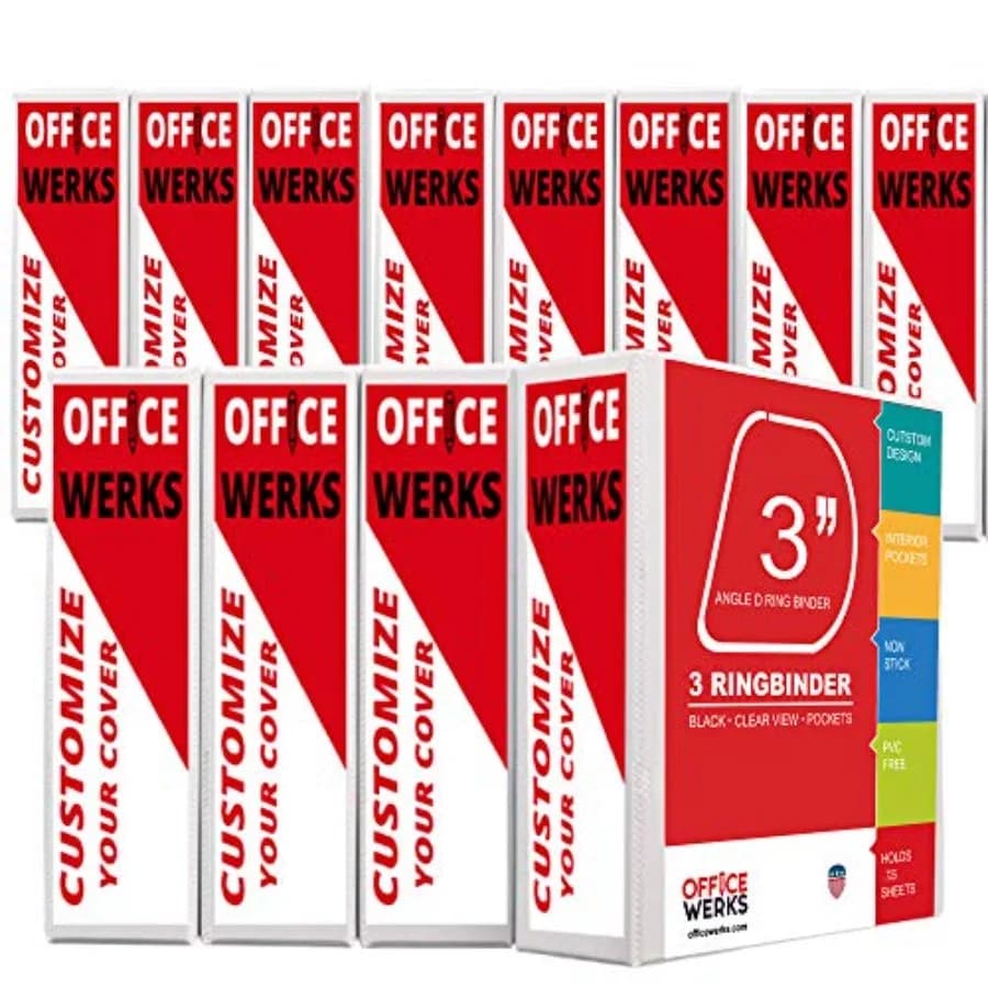 Raccoglitore ad anelli professionale con anelli a D angolati, cartella di presentazione in vinile per pagine standard 8.5x con tasche trasparenti, confezione da 12