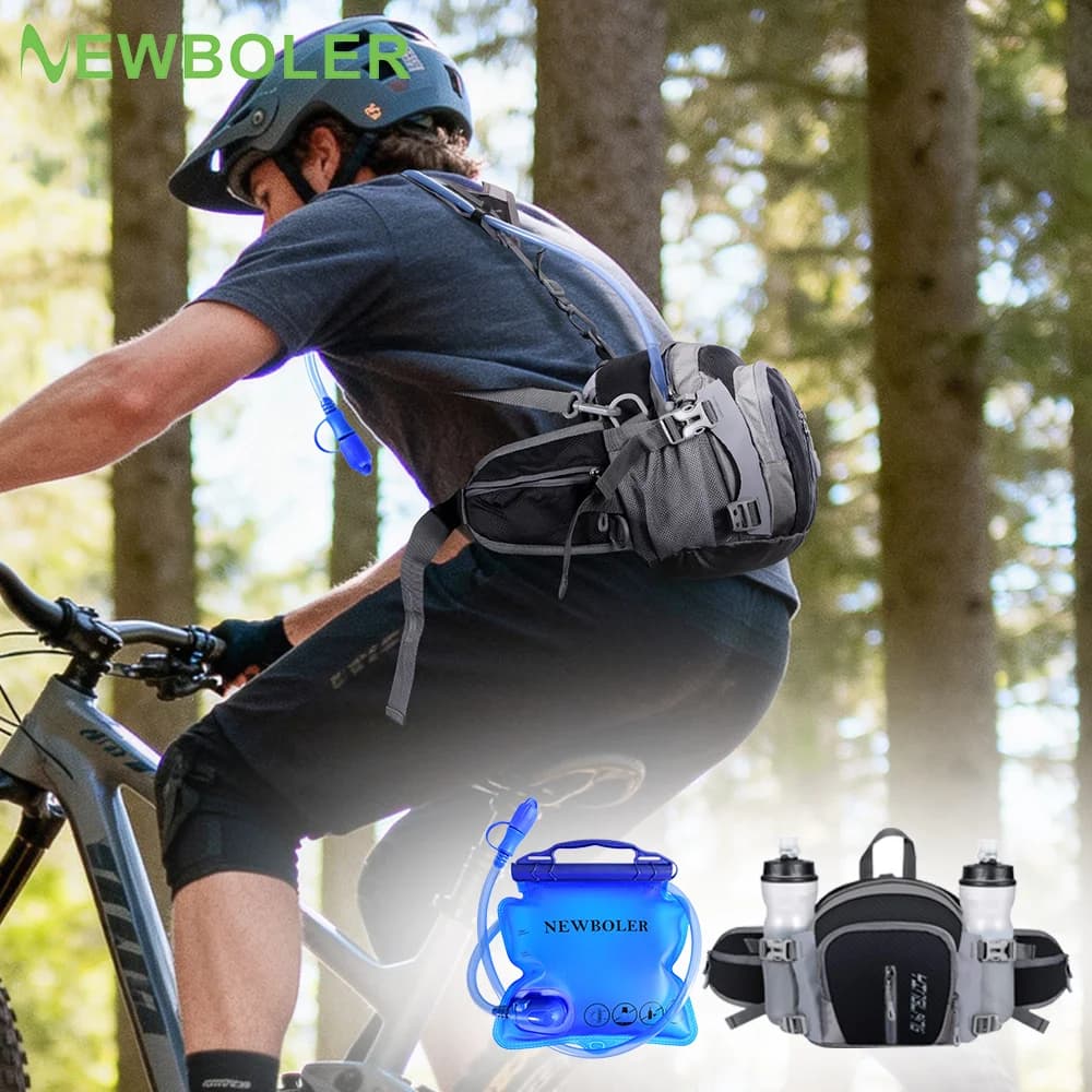 NEWBOLER Running bag Phone bag Nylon bag with bottle holder for running, hiking, hydration, jogging