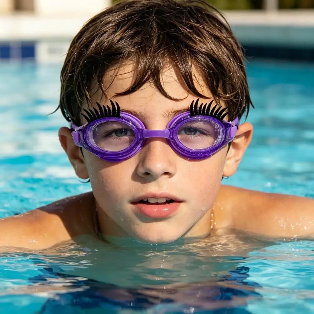 Occhialini da Nuoto per Bambini con Protezione Ciglia, Impermeabili, Antiappannamento, Protezione UV, Lenti Trasparenti, in Silicone per Ragazzi e Ragazze