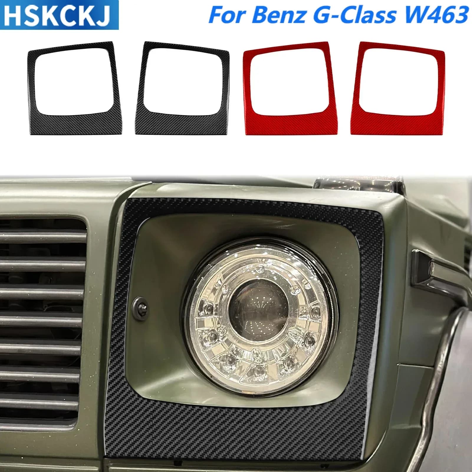 Per Benz Classe G G500 G55 W463 2004—2012 Accessori Auto In Fibra di Carbonio Lampada Frontale Faro Telaio Interno Copertura Trim adesivo