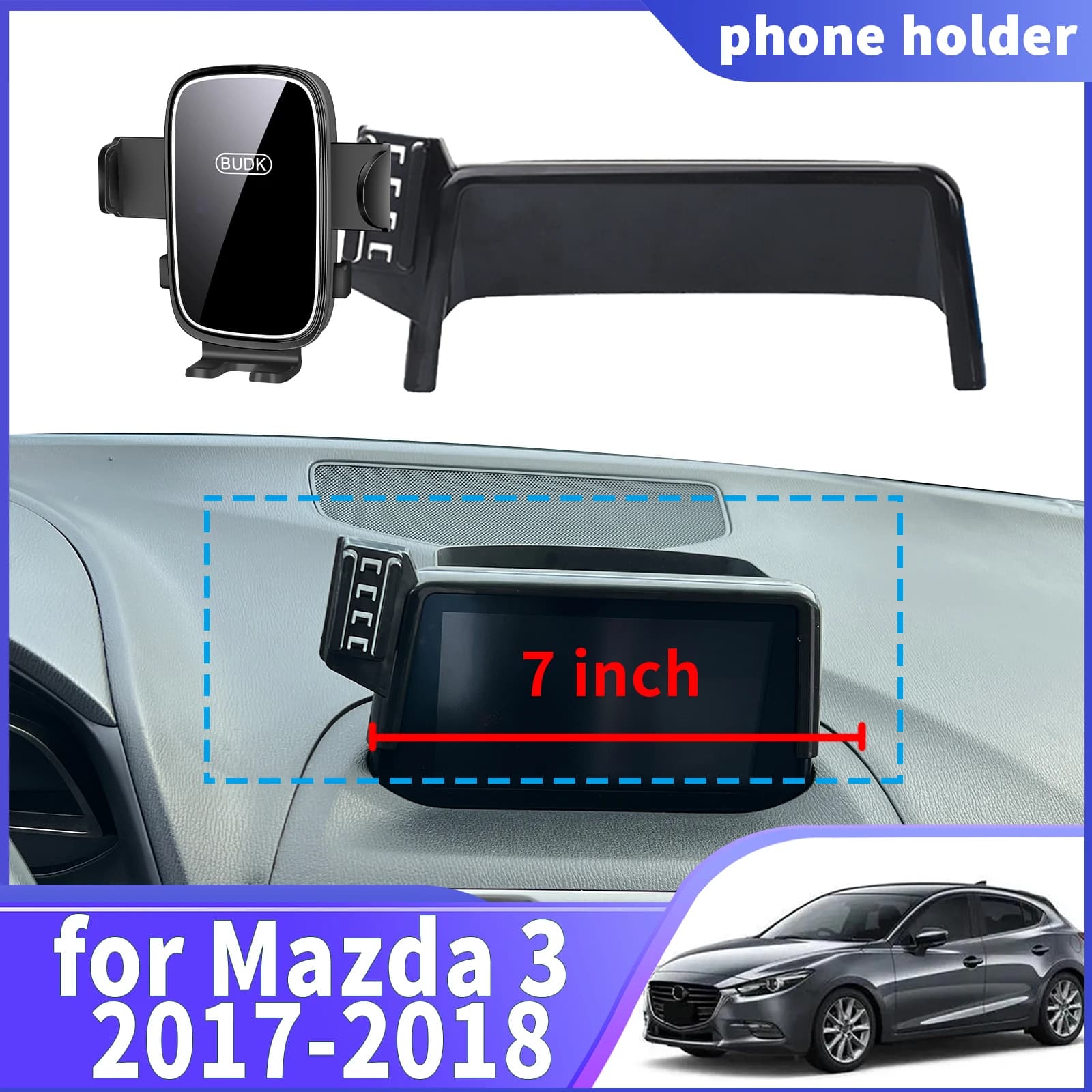Misura per Mazda 3 Mazda3 Axela BM BN 2017 2018 Supporto per telefono di navigazione Supporto per auto personalizzato