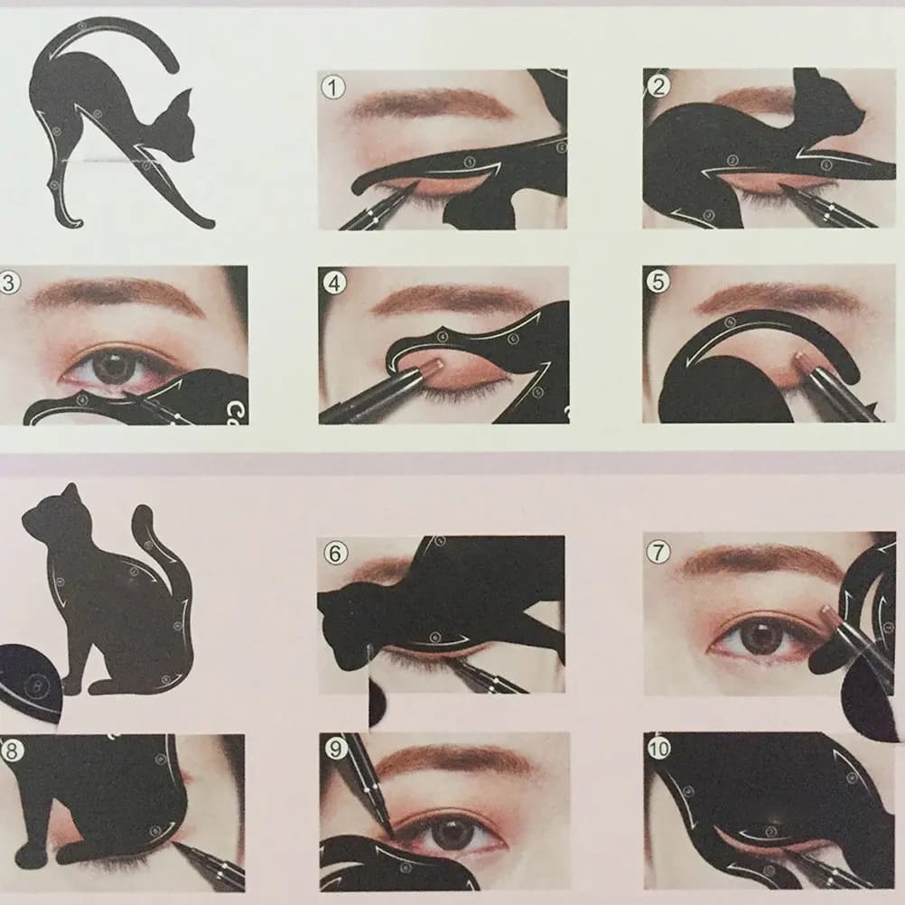 2 Pieces Stencil for Umbrella, PVC Reusable Model for Eye Makeup, 10 Shapes for Design Cat Eyes, Makeup Accessories
